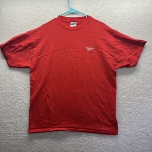 Reebok Shirt Mens XL Red Plain Tee Workout Gym Sports Activewear Chore Hot Fire